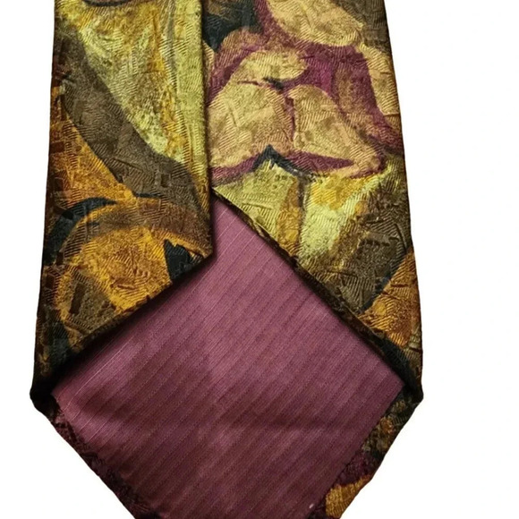 Vintage Ermenegildo Zenga Tie Dark Red Abstract Circles Made in Itlay 100% Silk - Picture 6 of 6